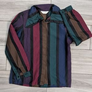 🥁 Vintage Cheryl Tiegs Rainbow Striped Blouse